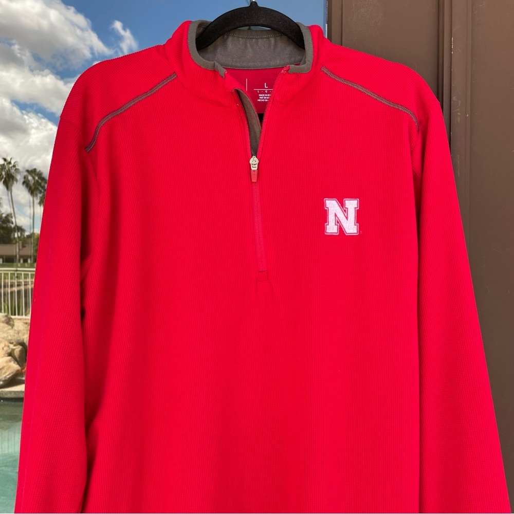 Antigua Nebraska Cornhuskers "N" 1/4-Zip Thermal Pullover L